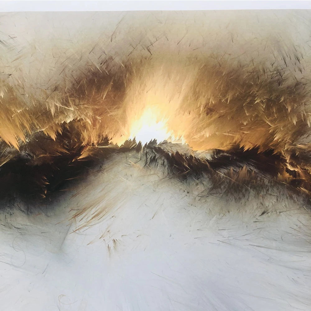 Pintura al óleo de arte abstracto de nube amarilla y gris, carteles e impresion