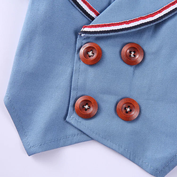 Traje de chaquetas de boda azul para perros con pajarita azul, tela formal para cachorros y gatos