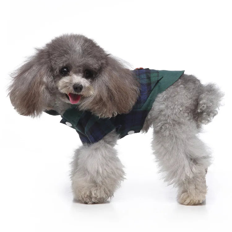 Traje de chaquetas de boda azul para perros con pajarita azul, tela formal para cachorros y gatos