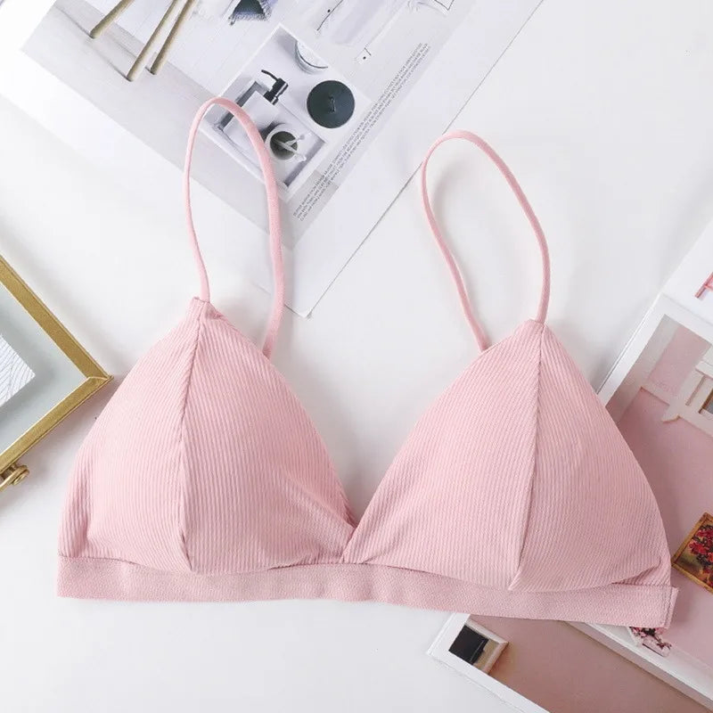 Sujetador Bandeau Sexy Crop Top delgado con tirantes finos sin costuras, Top de
