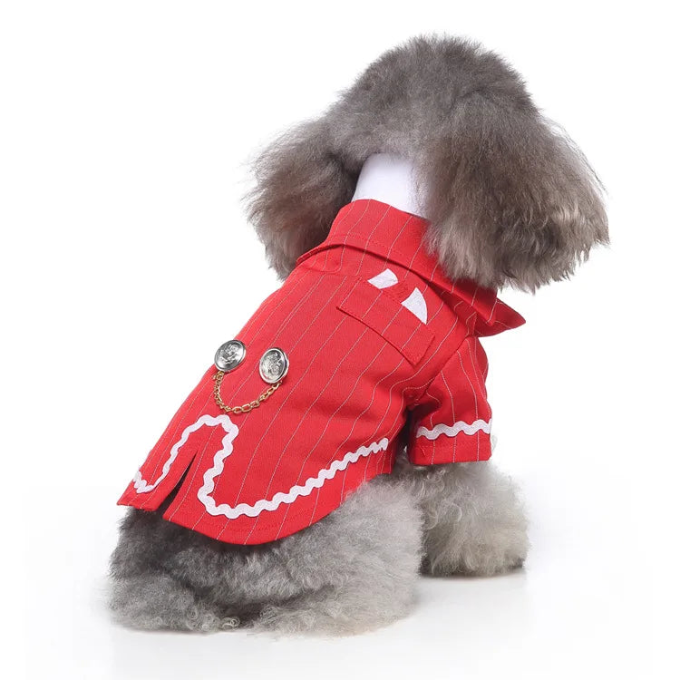 Traje de chaquetas de boda azul para perros con pajarita azul, tela formal para cachorros y gatos