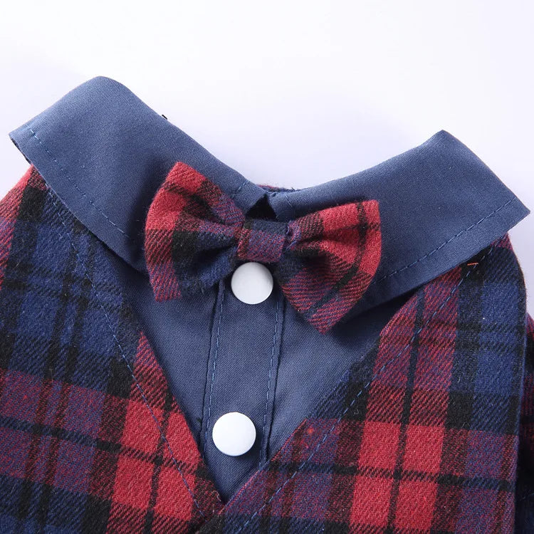 Traje de chaquetas de boda azul para perros con pajarita azul, tela formal para cachorros y gatos