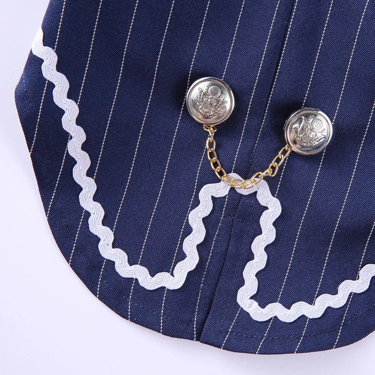 Traje de chaquetas de boda azul para perros con pajarita azul, tela formal para cachorros y gatos