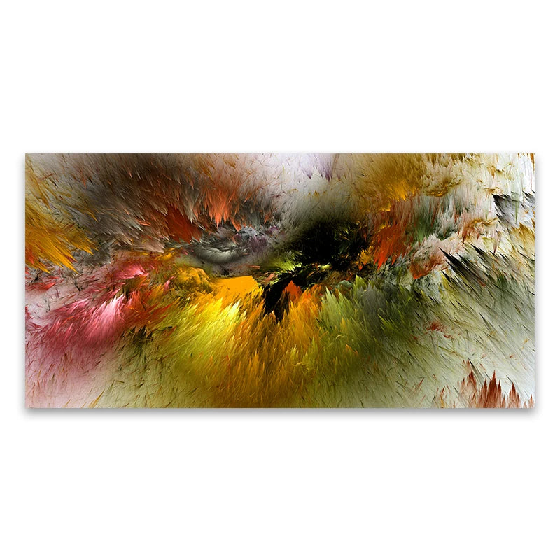 Pintura al óleo de arte abstracto de nube amarilla y gris, carteles e impresion