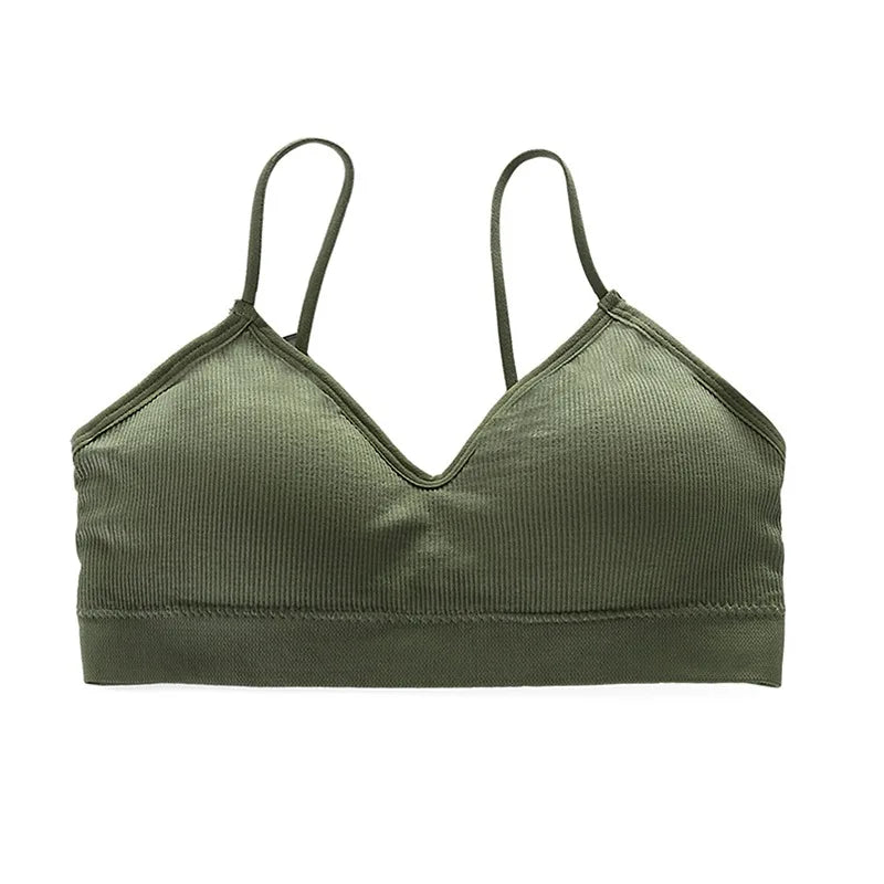 Sujetador Bandeau Sexy Crop Top delgado con tirantes finos sin costuras, Top de