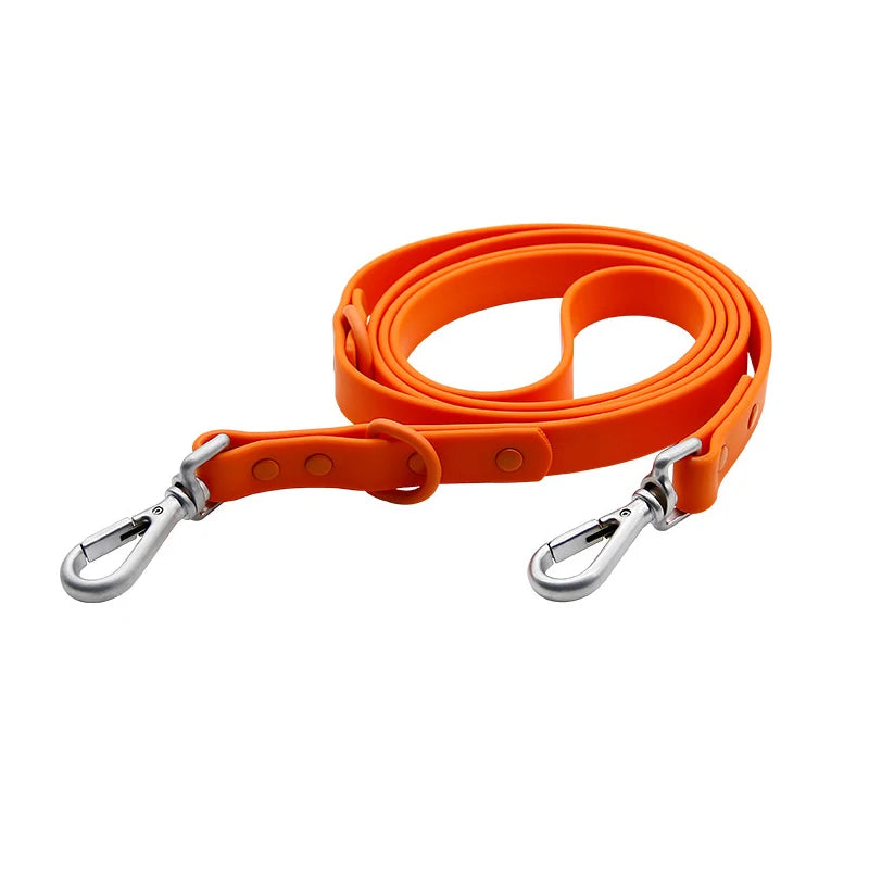 Correa impermeable de PVC para perro, correa de doble cabeza, ajustable, larga y corta, para caminar, entrenamiento de mascotas, cuerda atada al aire libre