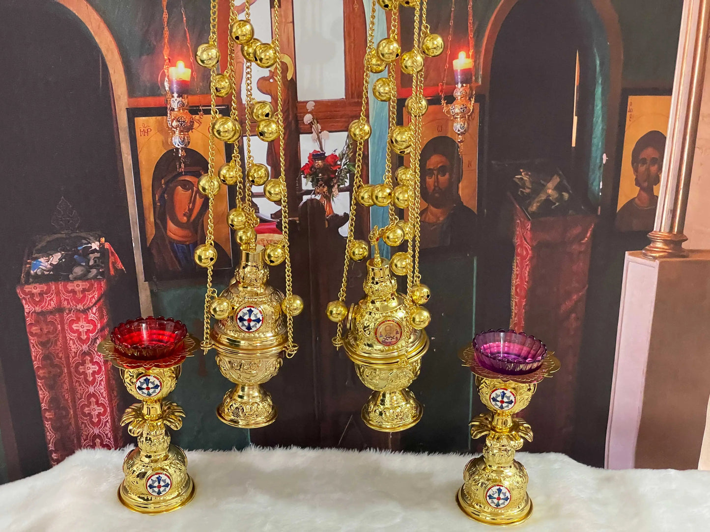 Quemador de incienso de la Iglesia Ortodoxa, artículos de incensario litúrgico