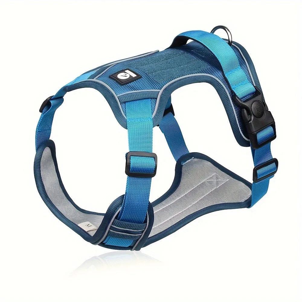 Arnés antiestrangulamiento para perro, pecho con tira reflectante, cómodo, duradero, mango ajustable para perros pequeños, medianos y grandes