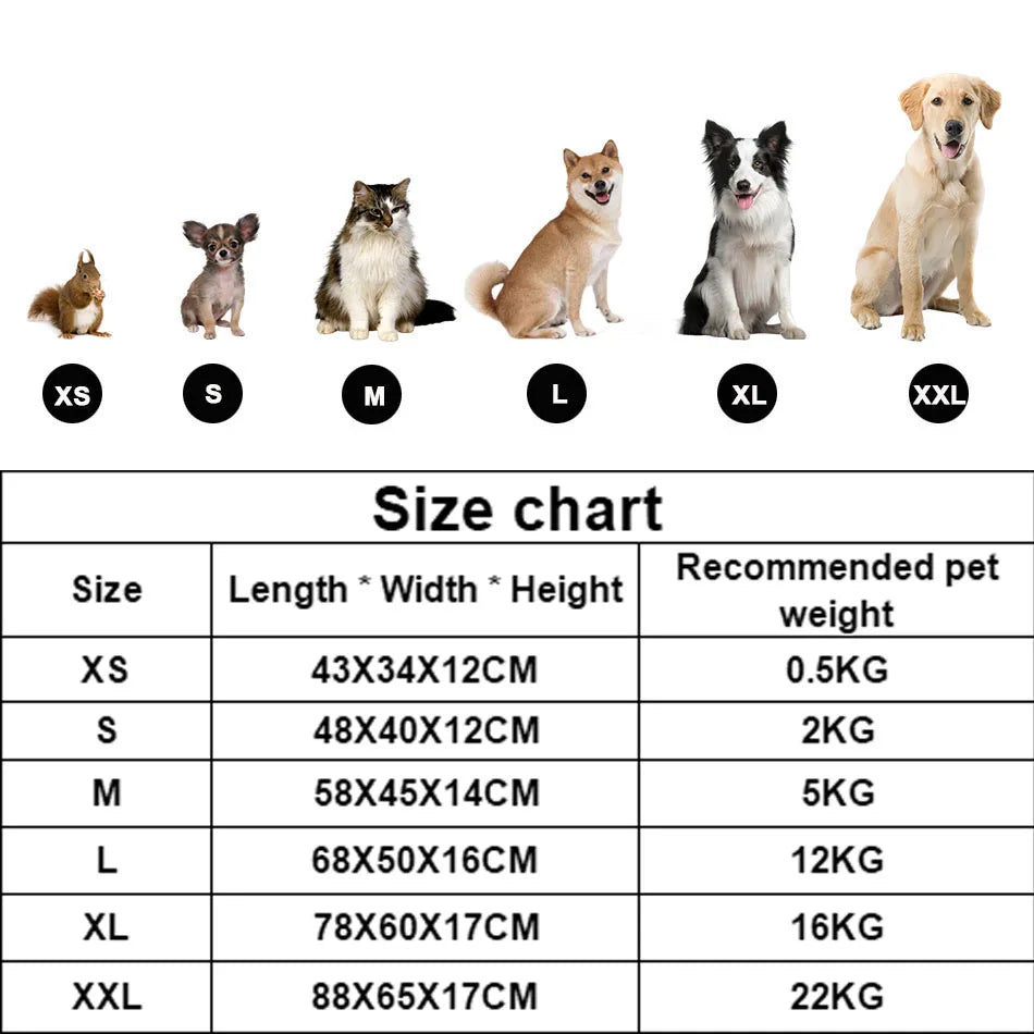 Square Plush Dog Cat Bed Sofa Bed for Medium and Small Dogs