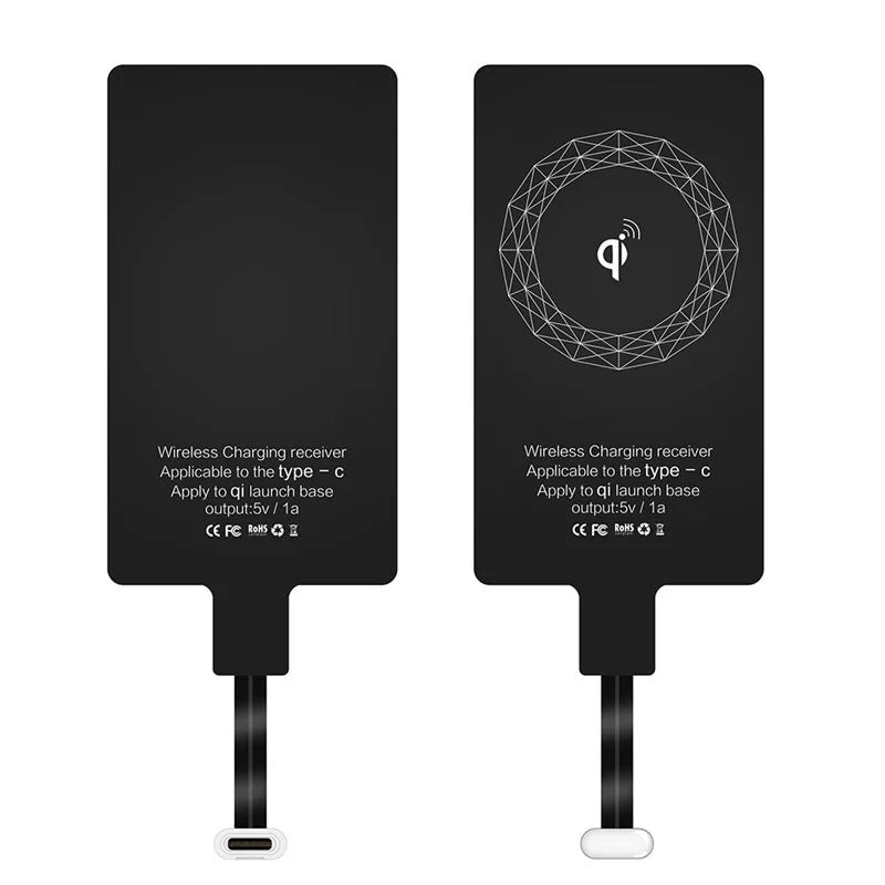 Receptor de cargador inalámbrico, adaptador de carga rápida tipo C, Micro USB, para iPhone, Samsung, Huawei, Xiaomi, Ios y Android