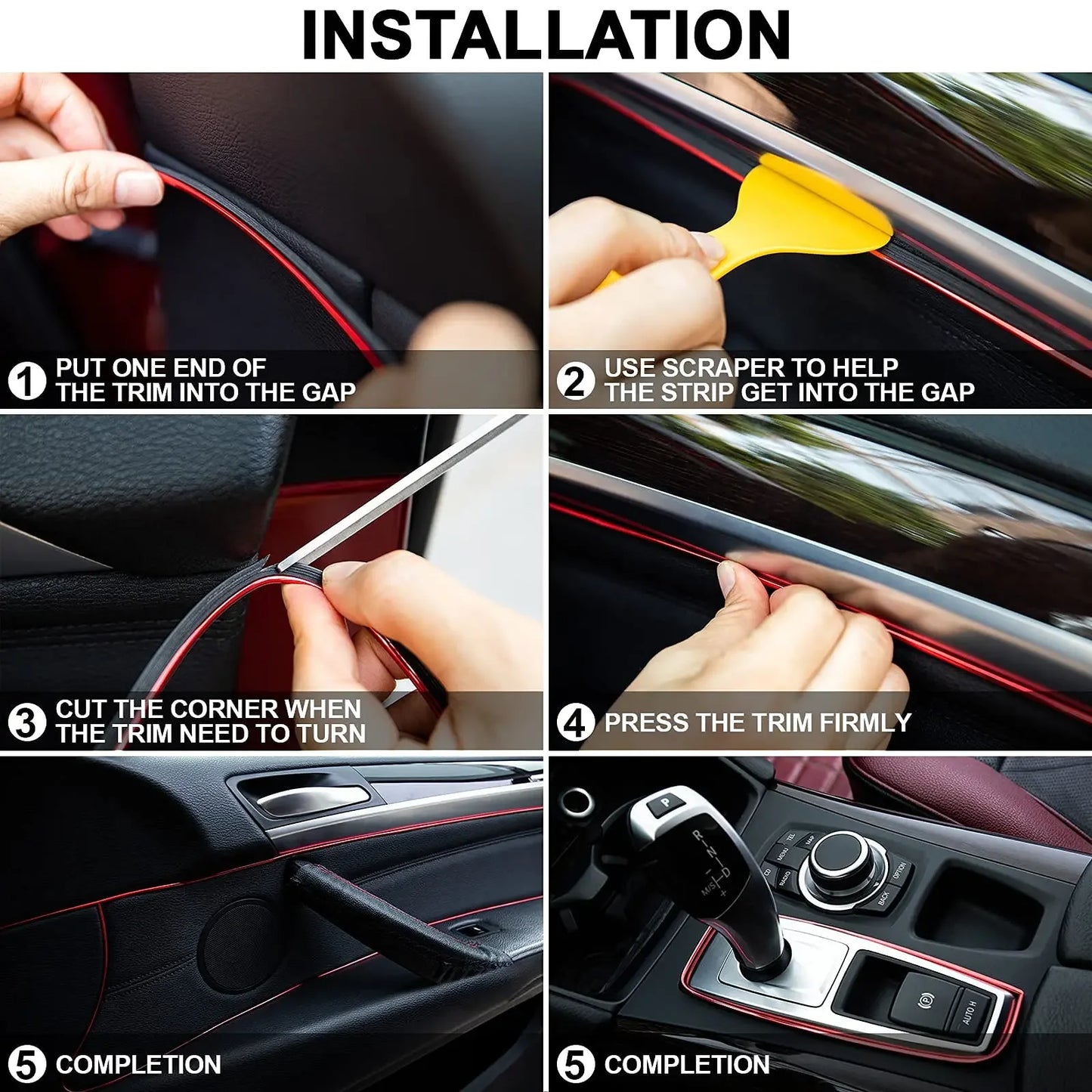 Tiras embellecedoras para Interior de coche, rellenos universales para huecos de