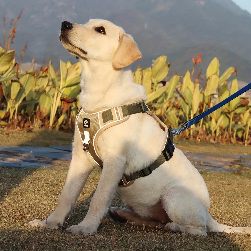 Arnés antiestrangulamiento para perro, pecho con tira reflectante, cómodo, duradero, mango ajustable para perros pequeños, medianos y grandes