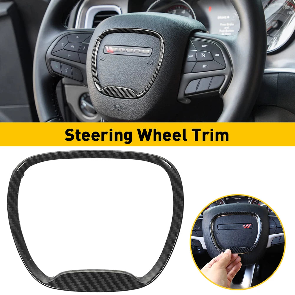 Car Steering Wheel Trim Cover Black Stickers for Dodge Charge
