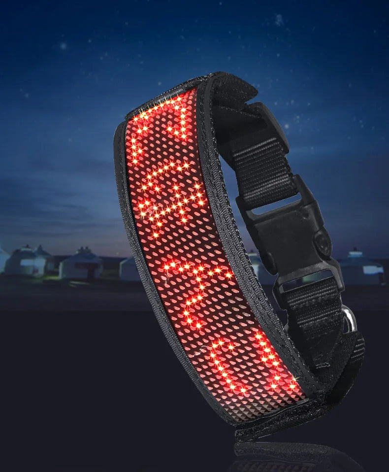Collar antipérdida para mascotas Pantalla LED Bluetooth Tamaño ajustable Noche Luminosa USB