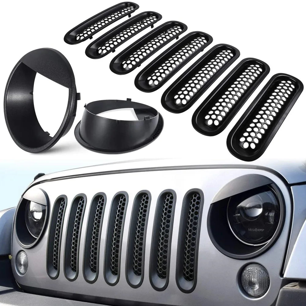 Front Grille Cover for Jeep Wrangler JK Front Grille Inserts
