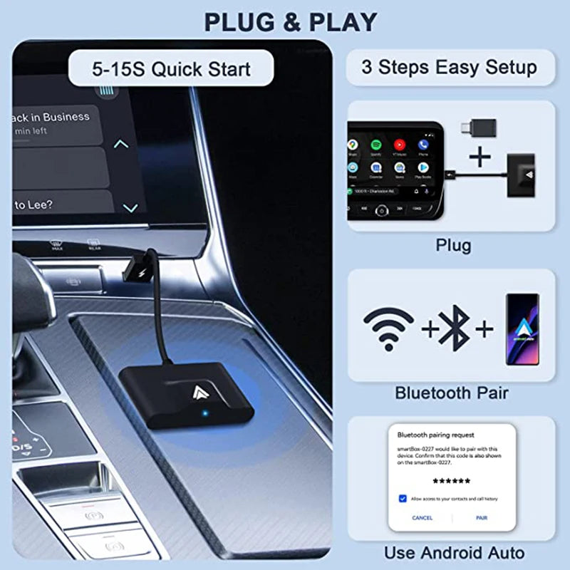 Adaptador inalámbrico para coche y teléfono Android, Dongle automático para c