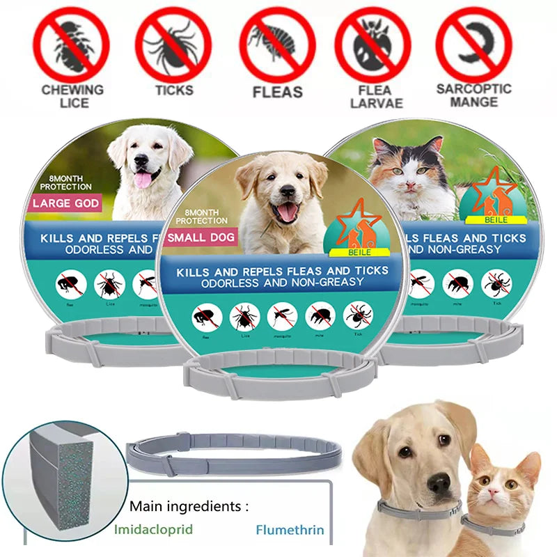 Collar antiparasitario para mascotas, accesorio retráctil de protección para pulgas y garrapatas