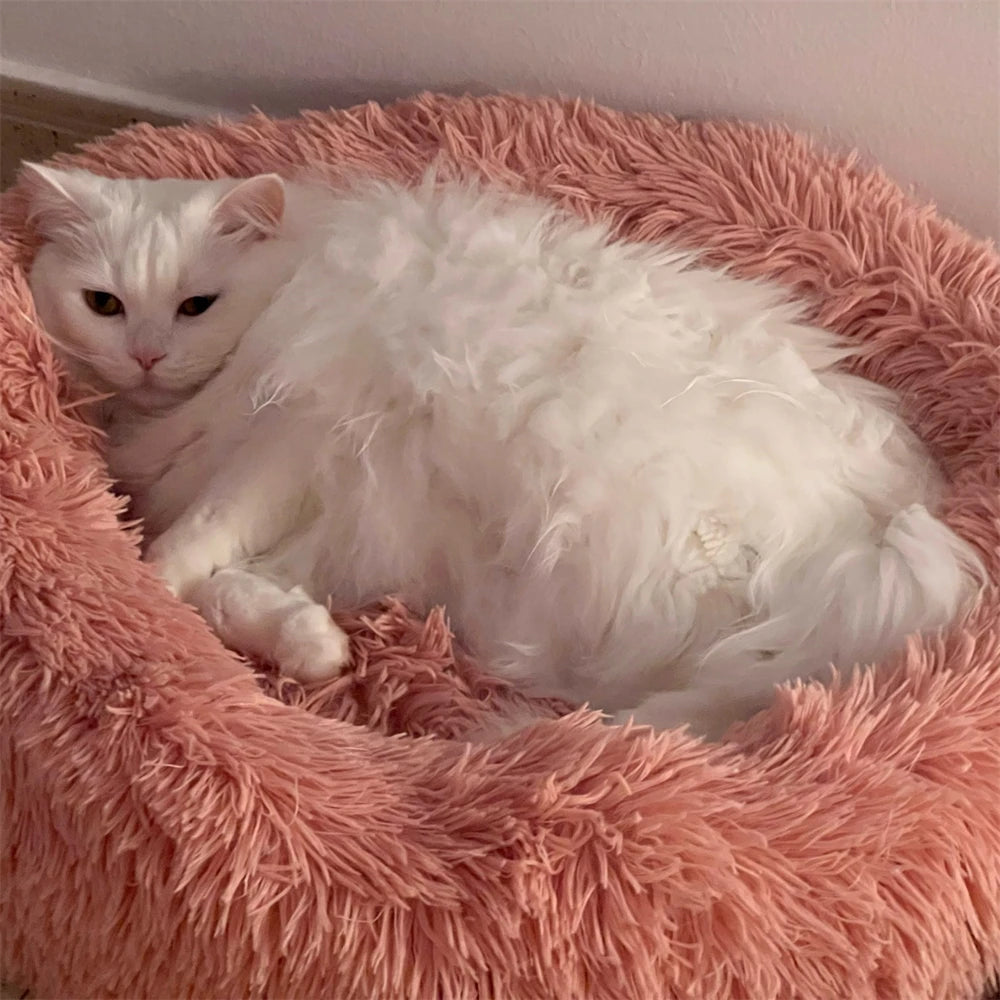 Super Soft Round Pet Bed Long Plush Dog House for Medium Dogs