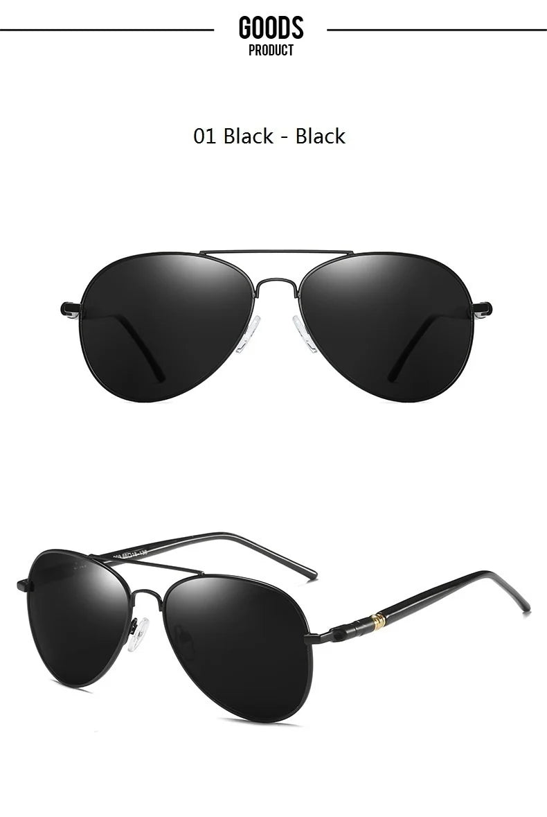 Gafas de sol polarizadas de lujo para hombres y mujeres, gafas de sol de conducción para hombres y mujeres, diseñador de marca, gafas de sol de piloto negras Vintage, UV400