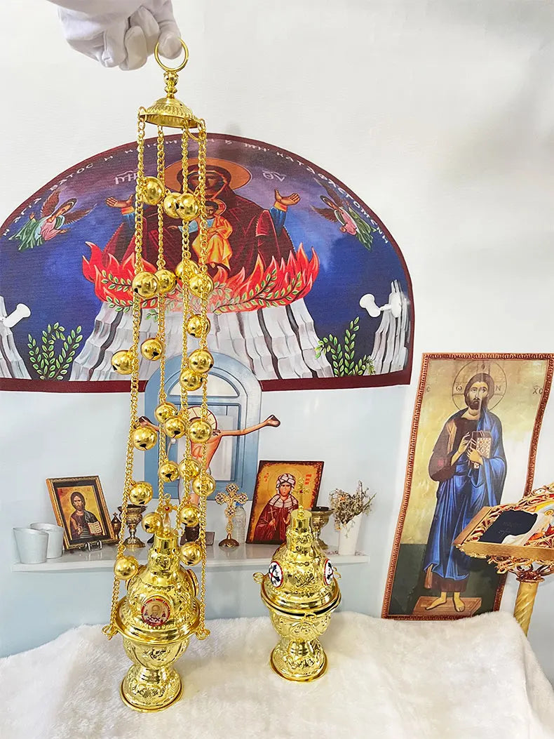 Quemador de incienso de la Iglesia Ortodoxa, artículos de incensario litúrgico