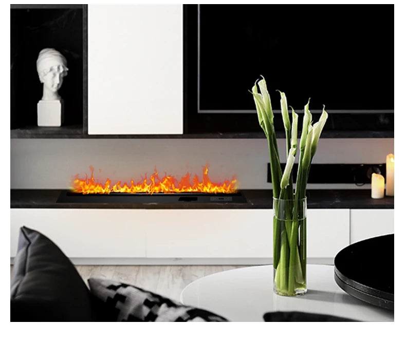 Chimenea atomizada 3D con llama de vapor colorida, niebla decorativa ecológica personalizada, chimenea eléctrica inteligente de vapor de agua para interiores