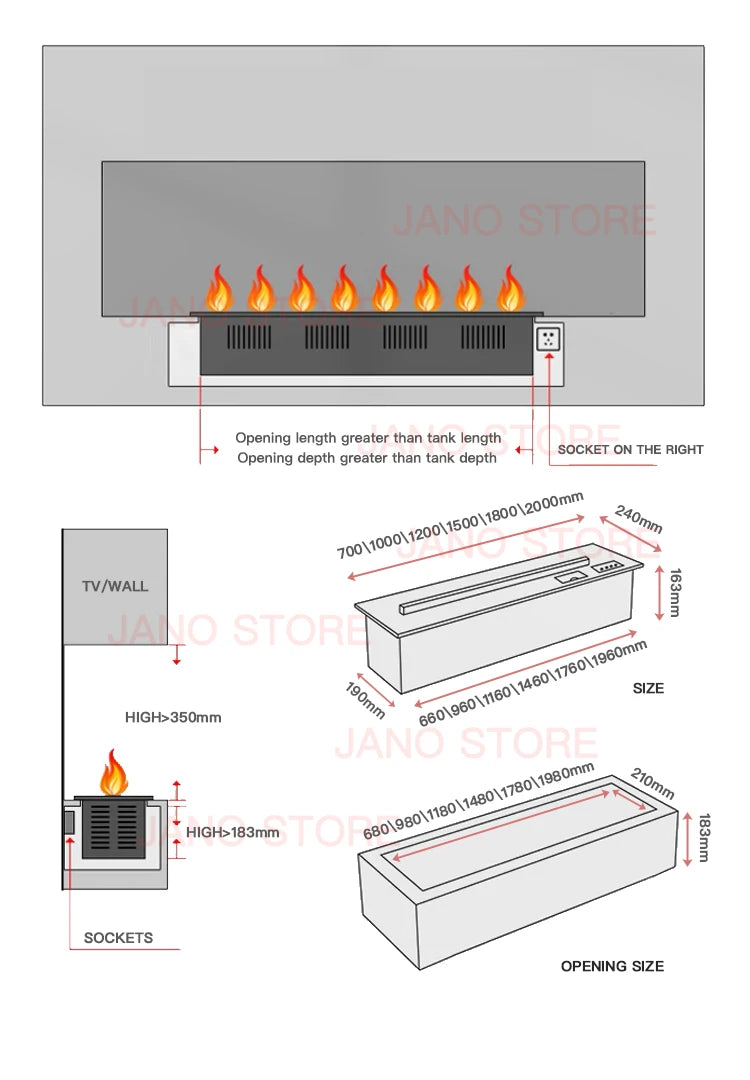 Chimenea atomizada 3D con llama de vapor colorida, niebla decorativa ecológica personalizada, chimenea eléctrica inteligente de vapor de agua para interiores