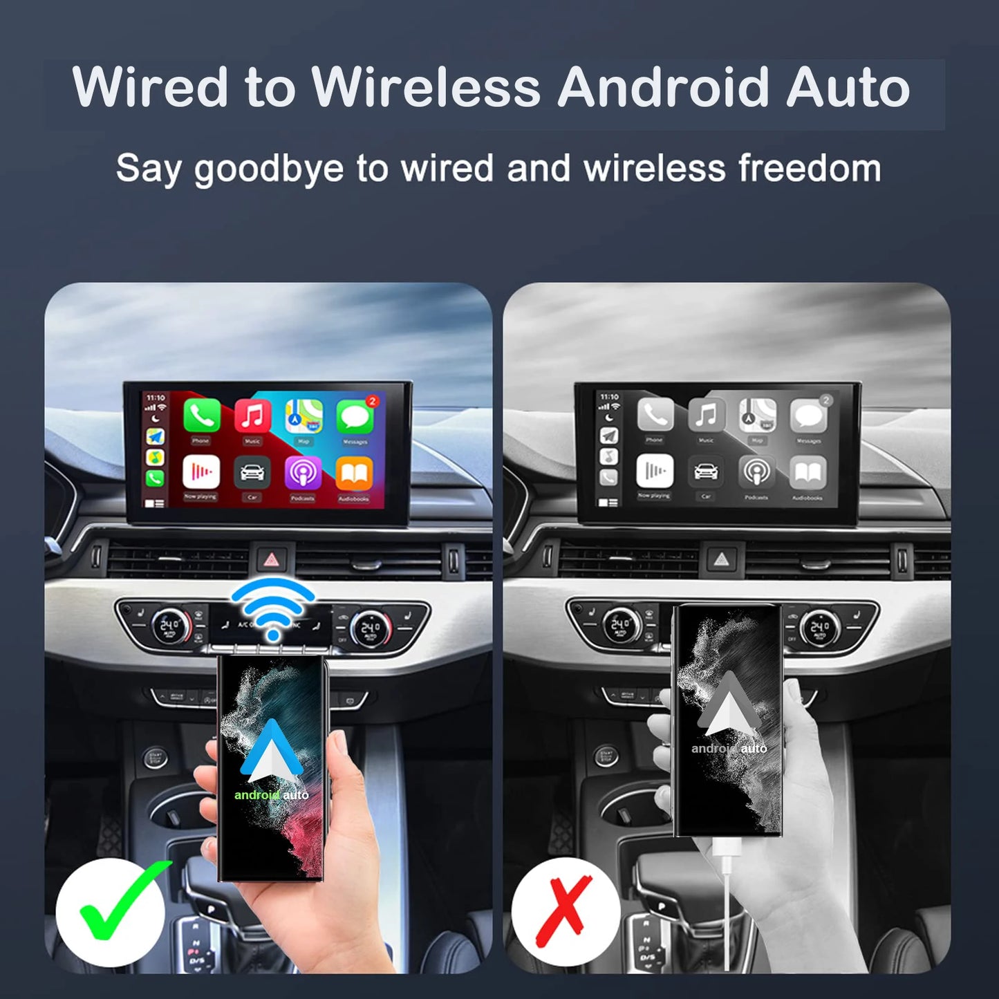 Adaptador inalámbrico para coche y teléfono Android, Dongle automático para c