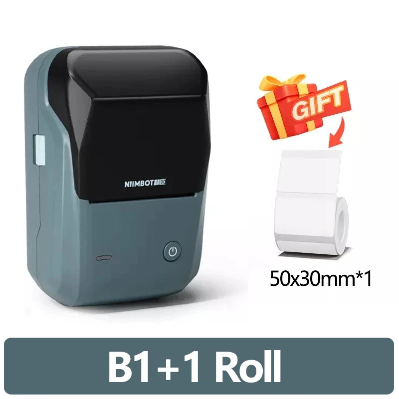 Niimbot-Mini impresora térmica de etiquetas B1, máquina de impresión autoadhesiva portátil para Pegatinas, rollos de etiquetas redondas, UV, Bluetooth