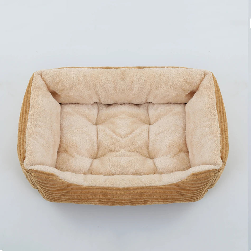 Square Plush Dog Cat Bed Sofa Bed for Medium and Small Dogs