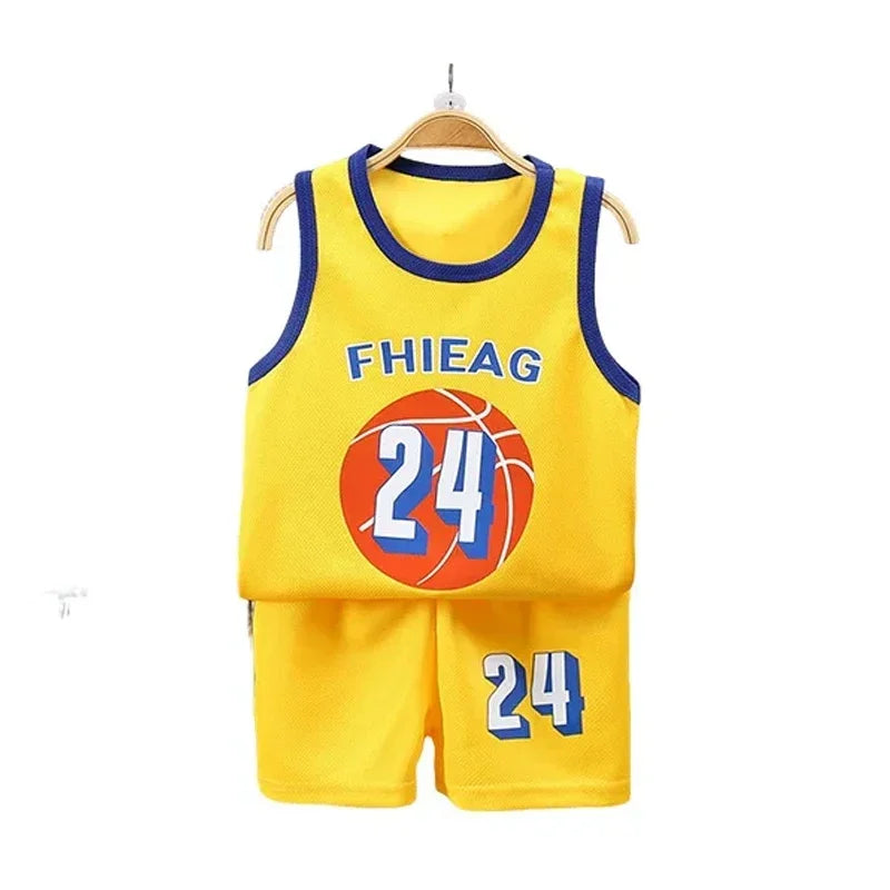 Conjuntos de camisetas de baloncesto sin mangas para niños, pantalones cortos p