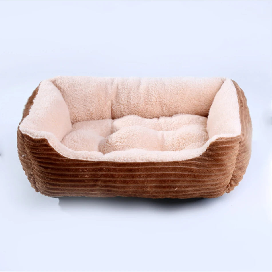 Square Plush Dog Cat Bed Sofa Bed for Medium and Small Dogs