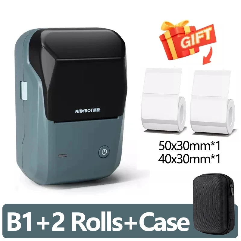 Niimbot-Mini impresora térmica de etiquetas B1, máquina de impresión autoadhesiva portátil para Pegatinas, rollos de etiquetas redondas, UV, Bluetooth