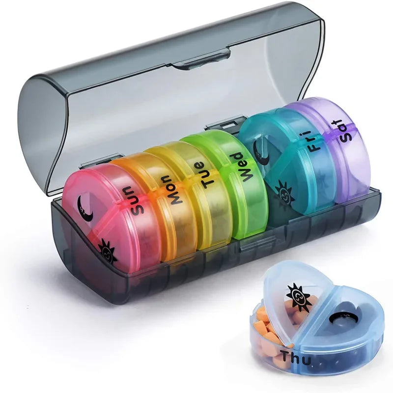 7 Days Pill Box 21/14 Grids 3 Times Portable Travel Pill Case Organizer