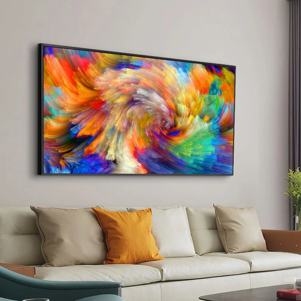 Pintura al óleo de arte abstracto de nube amarilla y gris, carteles e impresion
