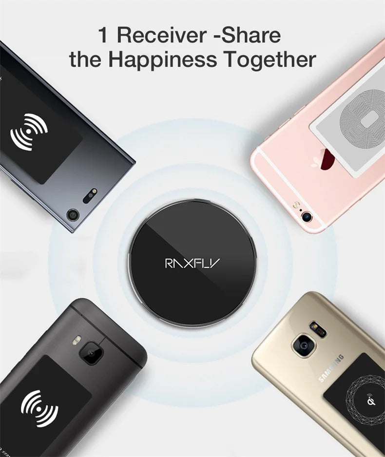 Receptor de cargador inalámbrico, adaptador de carga rápida tipo C, Micro USB, para iPhone, Samsung, Huawei, Xiaomi, Ios y Android