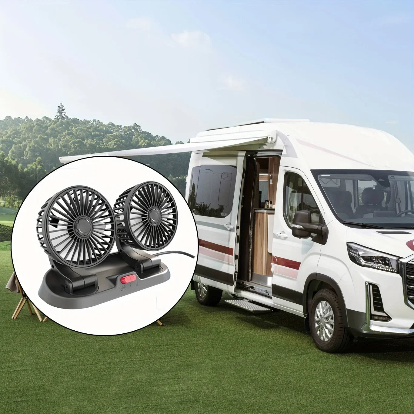 EAFC Car Cooling Fan Double Head Electric Device