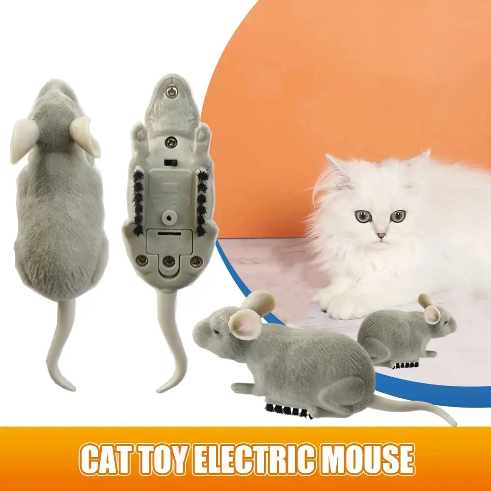 Ratón eléctrico de juguete para gatos, Robot de Escape automático, vibración, gateo, funciona con pilas, ratón de peluche, juguete de interacción para mascotas