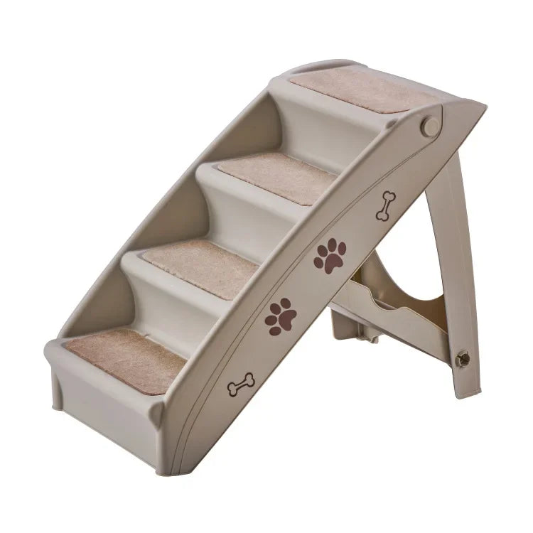 Suministros para mascotas, escalera plegable Beige para perros, escalones antideslizantes de plástico para mascotas, escaleras para perros plegables