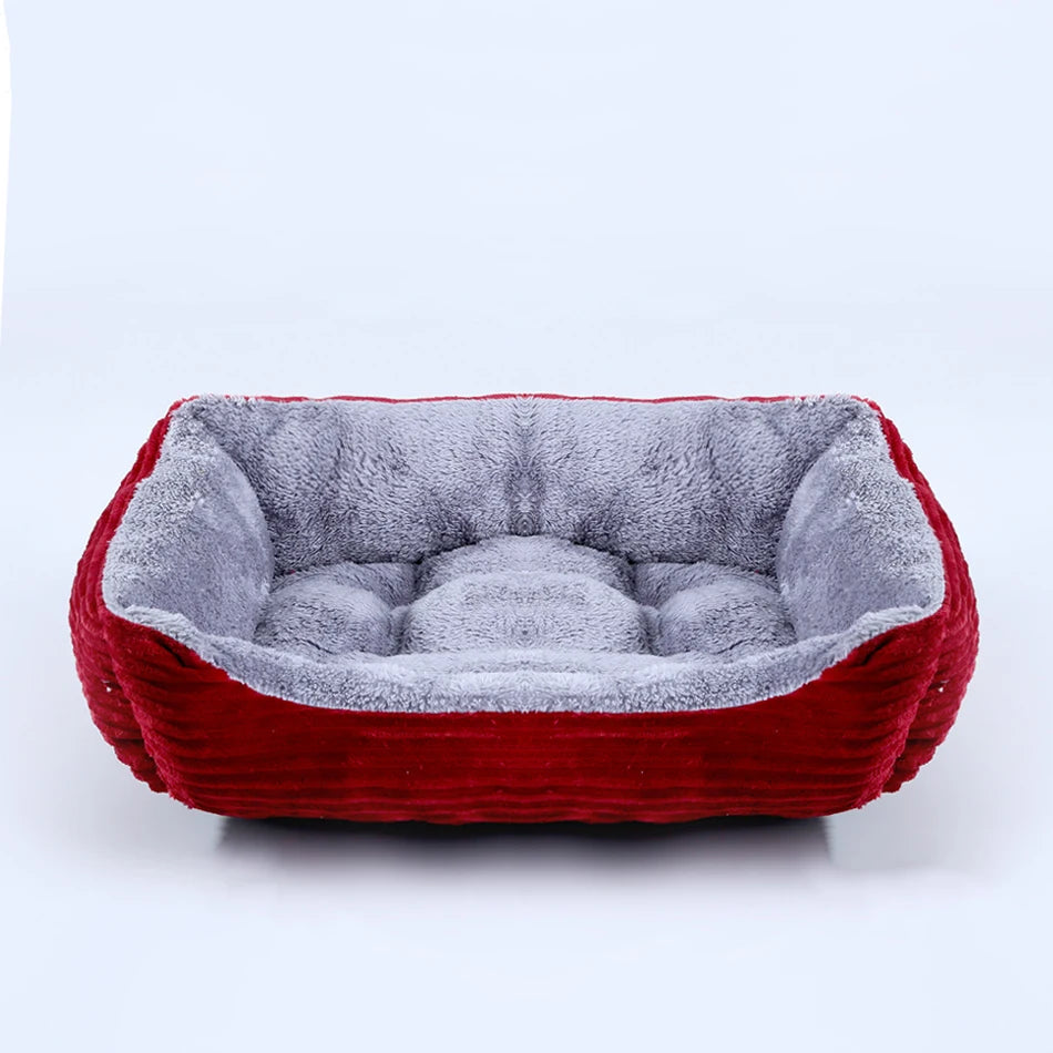 Square Plush Dog Cat Bed Sofa Bed for Medium and Small Dogs