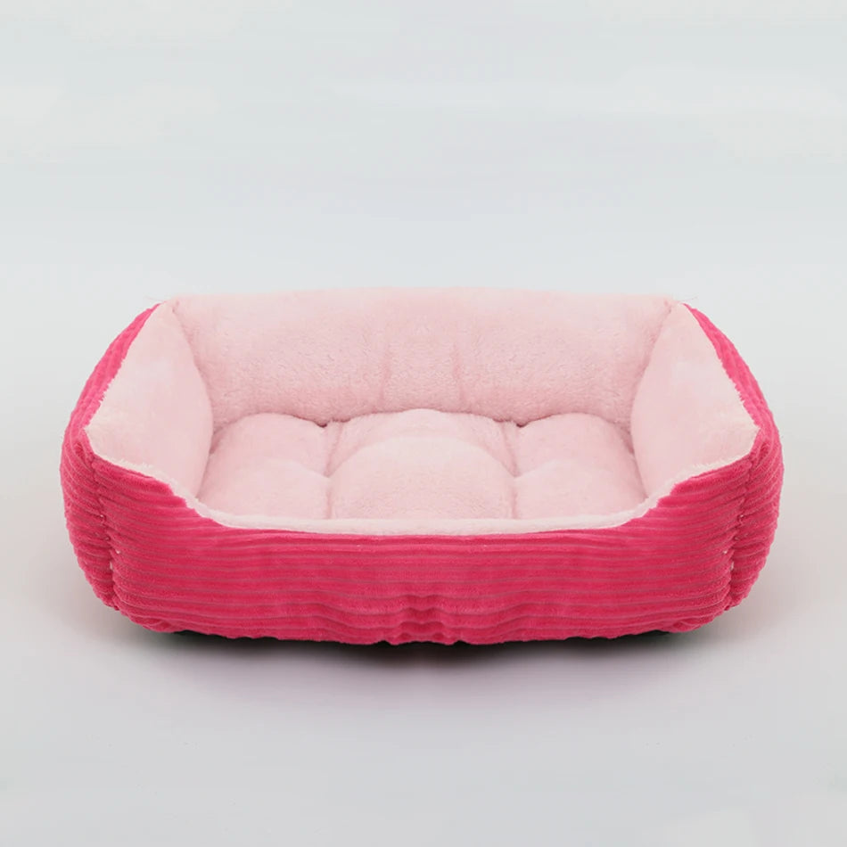 Square Plush Dog Cat Bed Sofa Bed for Medium and Small Dogs