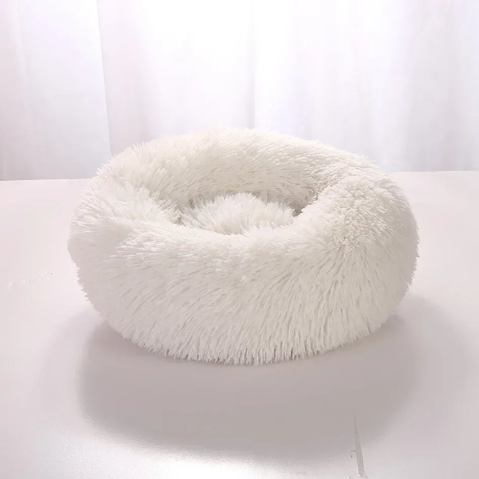 Super Soft Round Pet Bed Long Plush Dog House for Medium Dogs