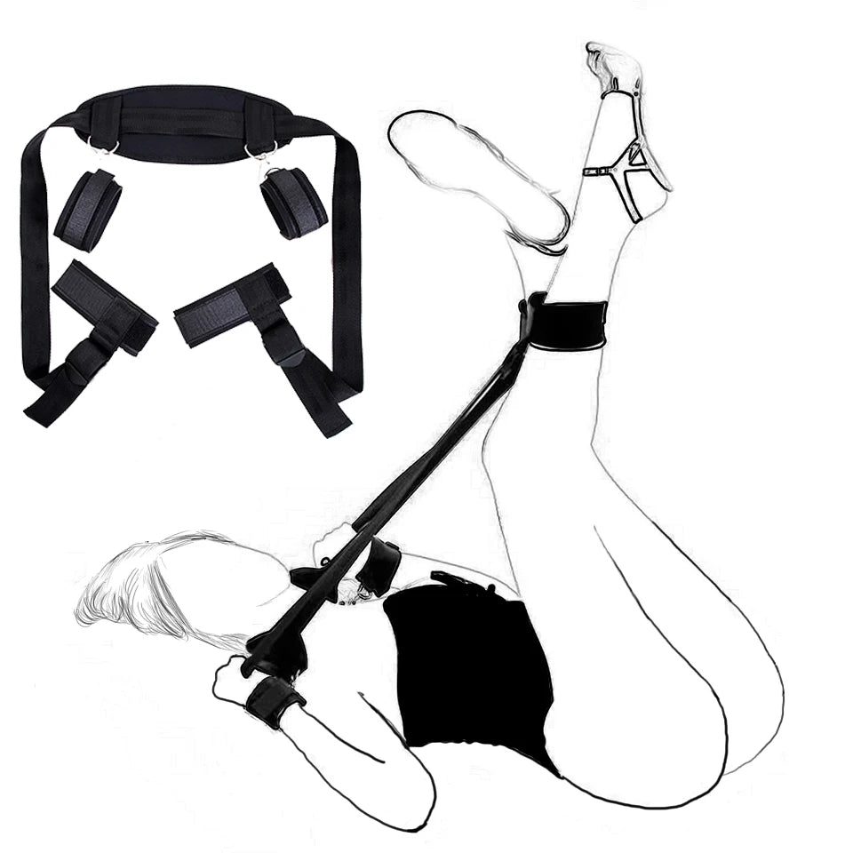 Bdsm-Juego de Bondage para adultos, esposas, cuello, muñeca, boca, mordaza, cor