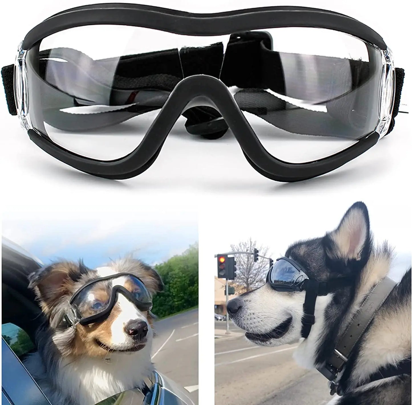 Dog Sunglasses, Adjustable Strap for Travel, Ski and Anti-Fog, Goggles