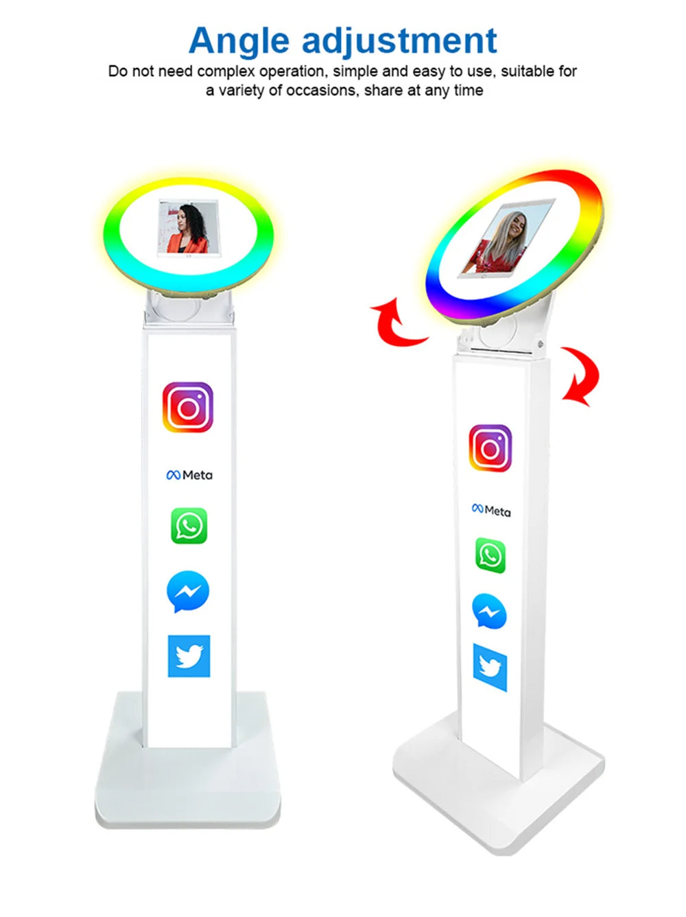 Carcasa de máquina de Selfie para fotomatón de iPad, soporte ajustable, logoti
