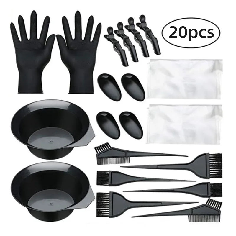 Juego de brochas desechables para teñir el cabello, pinzas para la oreja, cuenc