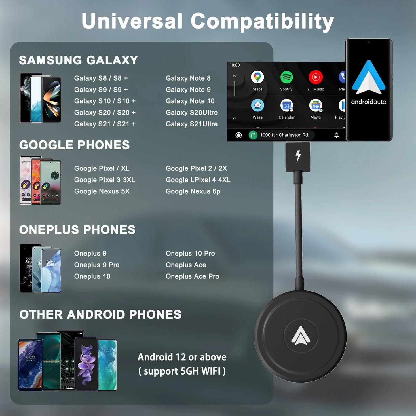 Adaptador inalámbrico para coche y teléfono Android, Dongle automático para c