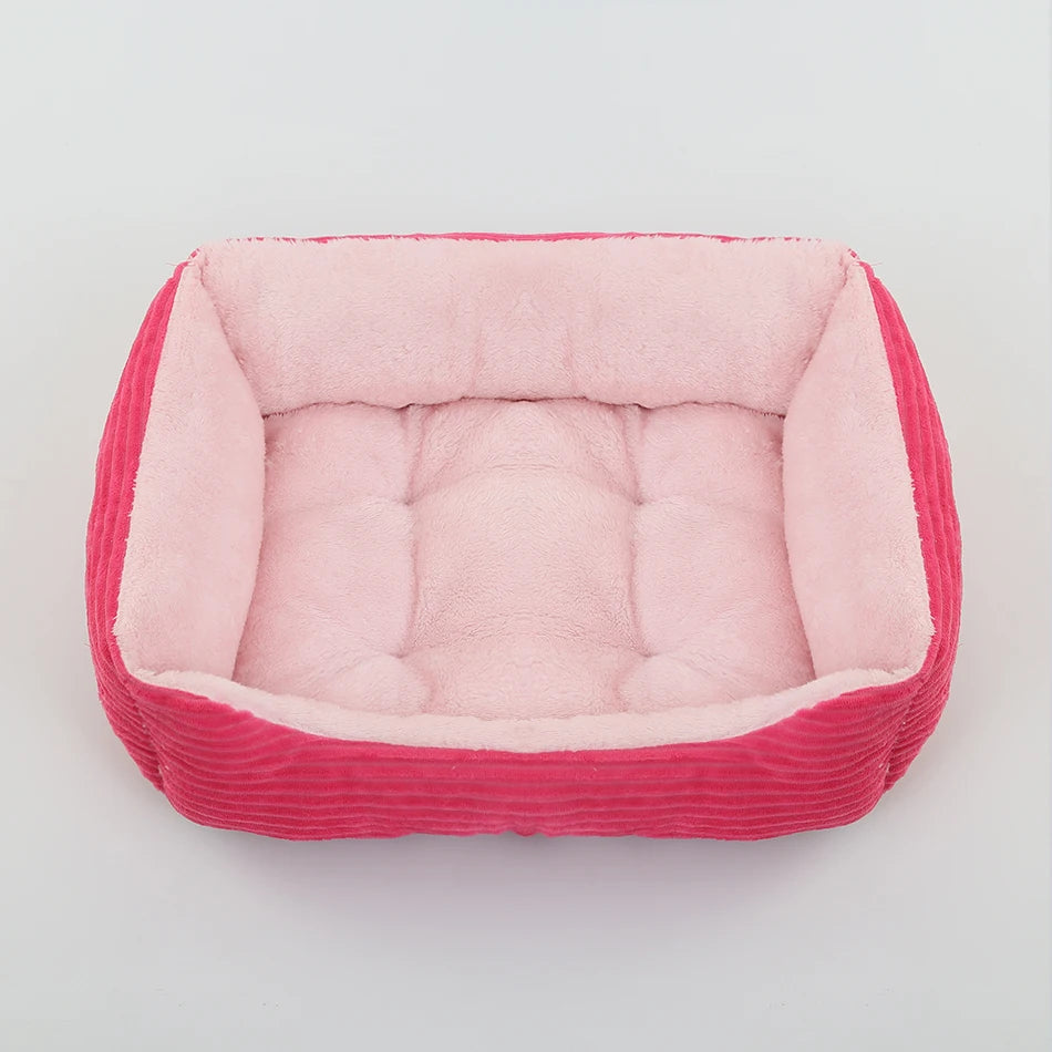 Square Plush Dog Cat Bed Sofa Bed for Medium and Small Dogs