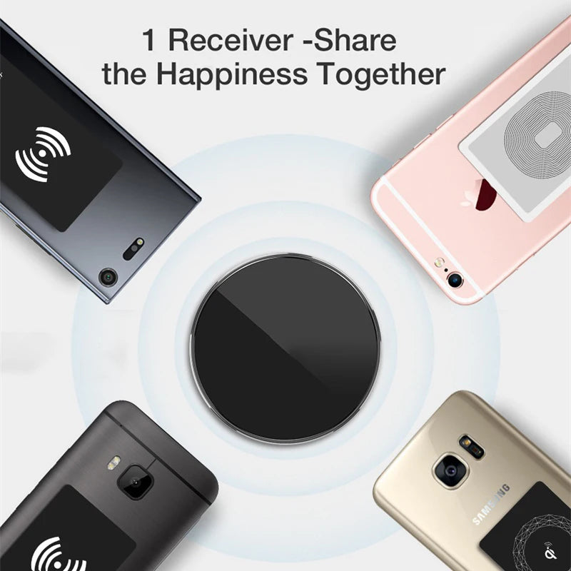 Receptor de cargador inalámbrico, adaptador de carga rápida tipo C, Micro USB, para iPhone, Samsung, Huawei, Xiaomi, Ios y Android