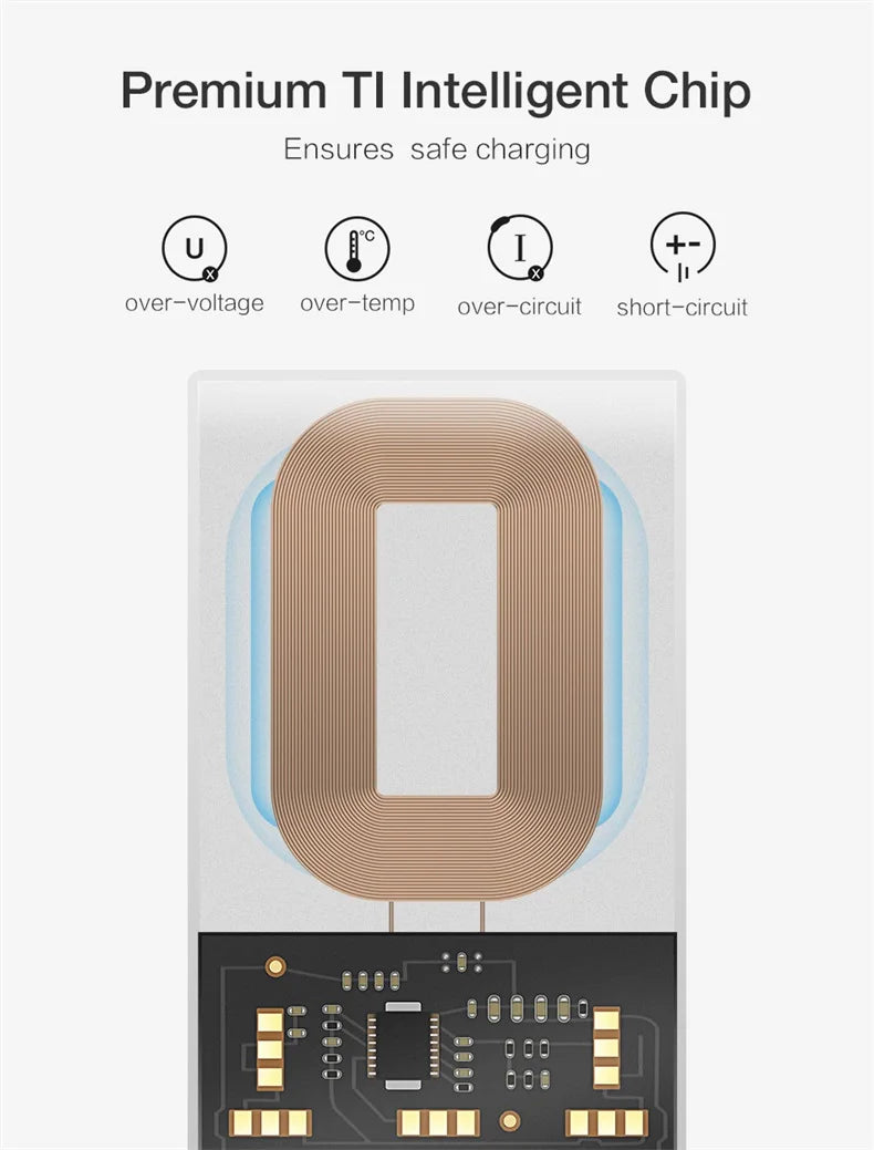 Receptor de cargador inalámbrico, adaptador de carga rápida tipo C, Micro USB, para iPhone, Samsung, Huawei, Xiaomi, Ios y Android