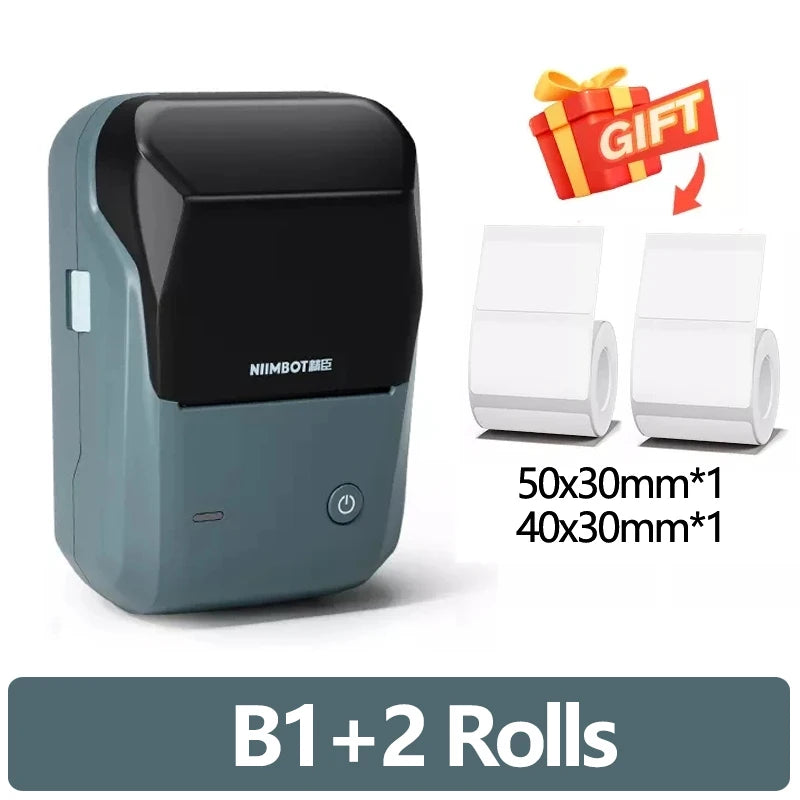 Niimbot-Mini impresora térmica de etiquetas B1, máquina de impresión autoadhesiva portátil para Pegatinas, rollos de etiquetas redondas, UV, Bluetooth